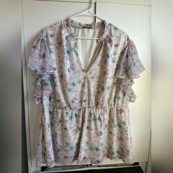 Floral Ruffle Sleeve Dress - Picture 1 of 2